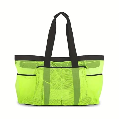 MZYFDC 1 Stück extra große Nylon-Strandtasche aus Netzgewebe, atmungsaktive Tragetasche mit Reißverschluss und Seitentaschen, tragbarer Finishing-Organizer(Green) von MZYFDC