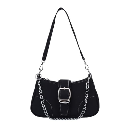 MZYFDC Damen Denim Chain Umhängetasche Damen Messenger Bag Casual Unterarmtasche Damentasche(Black 1) von MZYFDC
