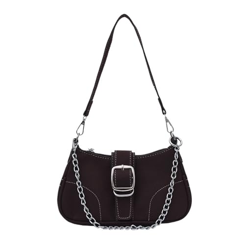 MZYFDC Damen Denim Chain Umhängetasche Damen Messenger Bag Casual Unterarmtasche Damentasche(Coffee 1) von MZYFDC