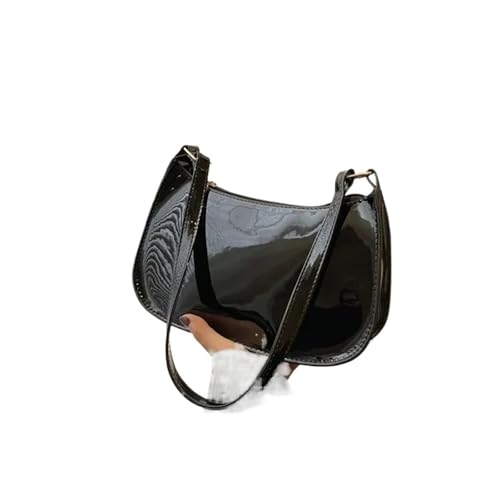 MZYFDC Damen Leder Unterarmtasche Vielseitige Mode Schulter Casual Pendlertaschen Mädchen Reißverschluss Handtasche(Black) von MZYFDC