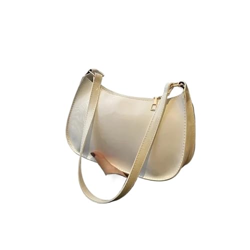 MZYFDC Damen Leder Unterarmtasche Vielseitige Mode Schulter Casual Pendlertaschen Mädchen Reißverschluss Handtasche(White) von MZYFDC