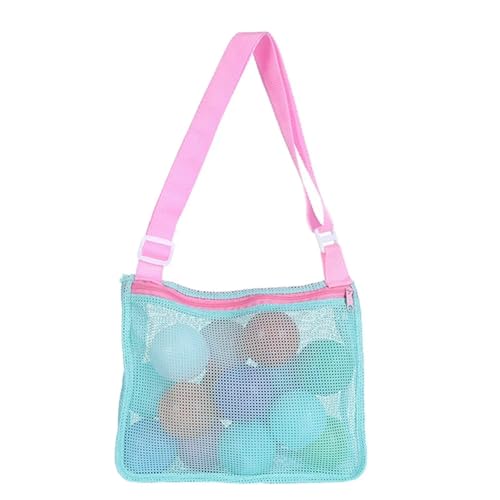 MZYFDC Faltbare Strand Mesh Tasche Kinder Sand Weg Protable Spielzeug Kleidung Taschen Lagerung Organisatoren Frauen Kosmetik Make-Up(Mint green) von MZYFDC