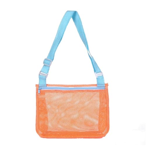 MZYFDC Faltbare Strand Mesh Tasche Kinder Sand Weg Protable Spielzeug Kleidung Taschen Lagerung Organisatoren Frauen Kosmetik Make-Up(Orange) von MZYFDC