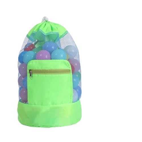 MZYFDC Faltbare Strand Spielzeug Tasche Lagerung Pouch Tote Mesh Reise Veranstalter Kleinigkeiten Net Kordelzug Rucksack(Green) von MZYFDC