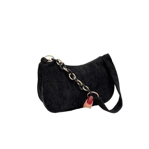 MZYFDC Frauen Handtaschen Unterarm Tasche Casual Frauen Schulter Taschen Einfarbig Zipper Weibliche Handtasche Kupplung(Black) von MZYFDC