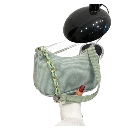 MZYFDC Frauen Handtaschen Unterarm Tasche Casual Frauen Schulter Taschen Einfarbig Zipper Weibliche Handtasche Kupplung(Green) von MZYFDC