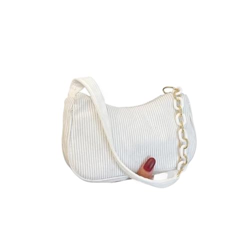 MZYFDC Frauen Handtaschen Unterarm Tasche Casual Frauen Schulter Taschen Einfarbig Zipper Weibliche Handtasche Kupplung(WHITE) von MZYFDC