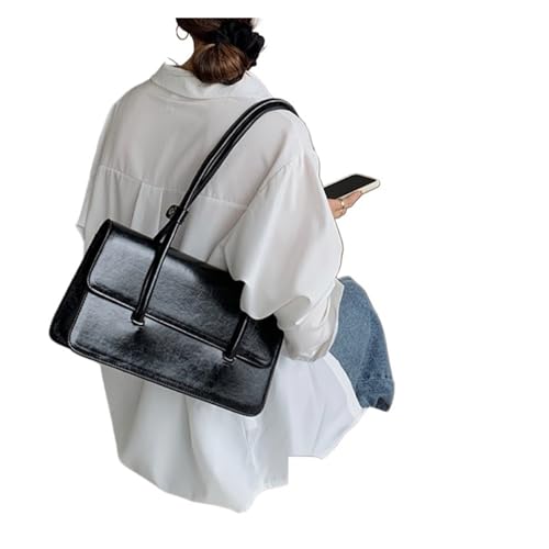MZYFDC Frauen Kleine Tote Schulter Tasche Damen Clutch Geldbörse Handtaschen Einfarbig PU Leder Weibliche Unterarm Taschen(B black) von MZYFDC