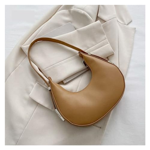MZYFDC Frauen Weibliche Taschen Casual Einfarbig Unterarm Tasche PU Leder Half Moon Tragetaschen Outdoor Clutch Handtaschen(Khaki) von MZYFDC