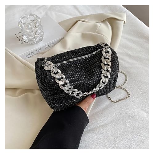 MZYFDC Glitzer Strass Abendtasche Damen Trend Glänzende Handtasche Weibliche Party Umhängetasche Unterarmtasche(Black) von MZYFDC
