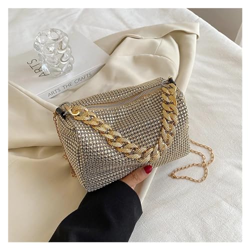 MZYFDC Glitzer Strass Abendtasche Damen Trend Glänzende Handtasche Weibliche Party Umhängetasche Unterarmtasche(Gold) von MZYFDC