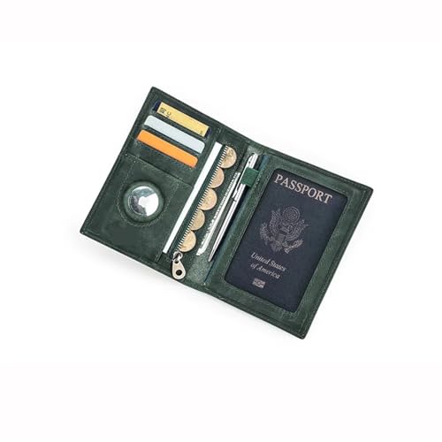 MZYFDC Leder Reisebrieftasche mit Passhalter Kartenhalter Geldbörse Herrenbrieftasche(Green) von MZYFDC