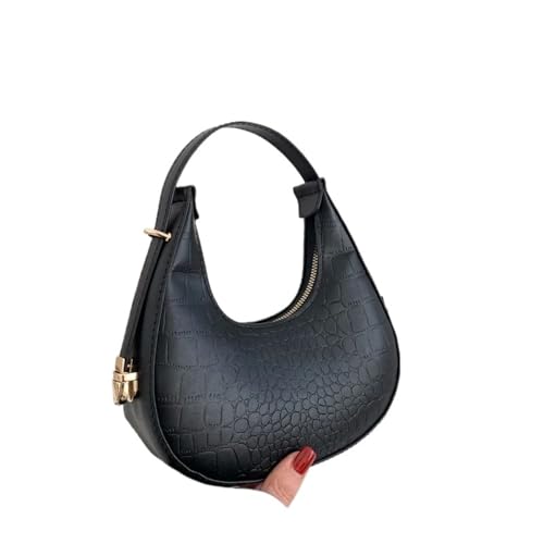 MZYFDC Leder Umhängetasche Damen Kleine Clutch Handtasche Geldbörse Weibliche Unterarmtasche Reisetasche(Black-Alligator) von MZYFDC