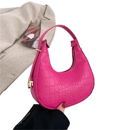 MZYFDC Leder Umhängetasche Damen Kleine Clutch Handtasche Geldbörse Weibliche Unterarmtasche Reisetasche(Rose-Alligator) von MZYFDC