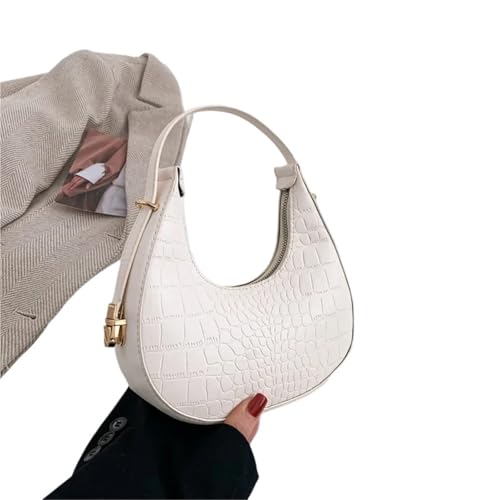 MZYFDC Leder Umhängetasche Damen Kleine Clutch Handtasche Geldbörse Weibliche Unterarmtasche Reisetasche(White-Alligator) von MZYFDC