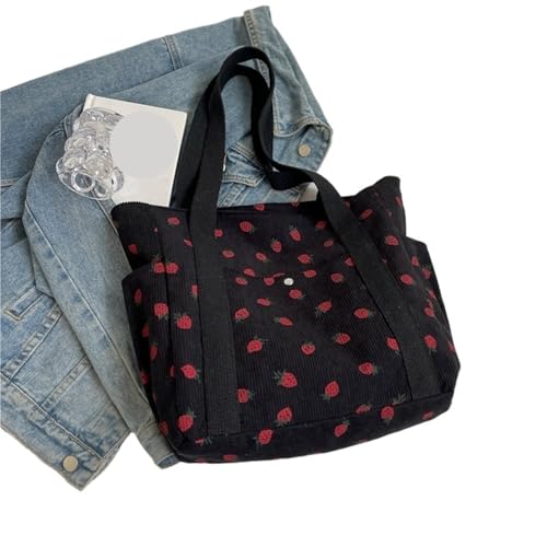 MZYFDC Mädchen Handtasche Bedruckte Schultertasche Freizeit Shopping Pendler Damen Unterarmtasche(Black) von MZYFDC