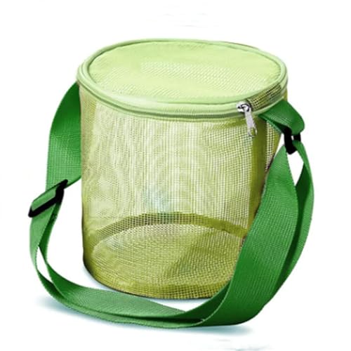 MZYFDC Mesh Shell Aufbewahrungstasche Strand Dreidimensionale Runde Sand Eimer Spielzeug Sammlung Mit Verstellbaren Tragegurten(Green) von MZYFDC