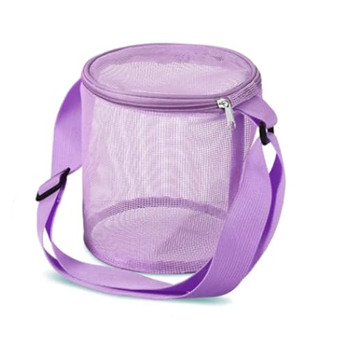 MZYFDC Mesh Shell Aufbewahrungstasche Strand Dreidimensionale Runde Sand Eimer Spielzeug Sammlung Mit Verstellbaren Tragegurten(PURPLE) von MZYFDC