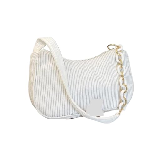 MZYFDC Mode Vintage Handtaschen Frauen Herbst Winter Unterarm Tasche Zipper Kleine Taschen Weibliche Weiche Casual Handtasche(White) von MZYFDC