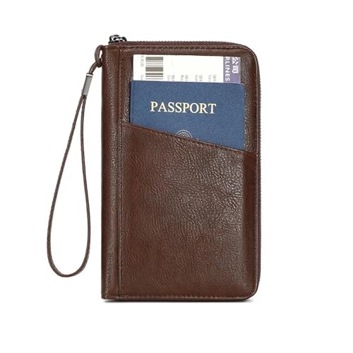 MZYFDC Reisepass-Clip-Geldbörse for Damen und Herren, multifunktionale PU-Leder-Kartenhalter, Geldbörsen, Aufbewahrungstasche(Coffee) von MZYFDC