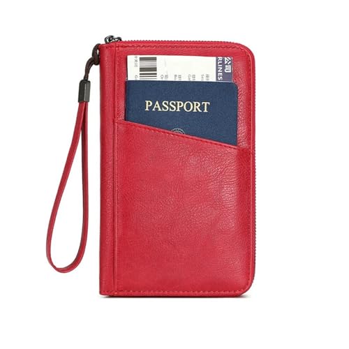 MZYFDC Reisepass-Clip-Geldbörse for Damen und Herren, multifunktionale PU-Leder-Kartenhalter, Geldbörsen, Aufbewahrungstasche(Red) von MZYFDC