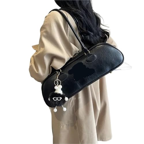 MZYFDC Reißverschluss Nähen Umhängetasche Damen Taschen Neue Retro Vielseitige Unterarmtasche(Black) von MZYFDC