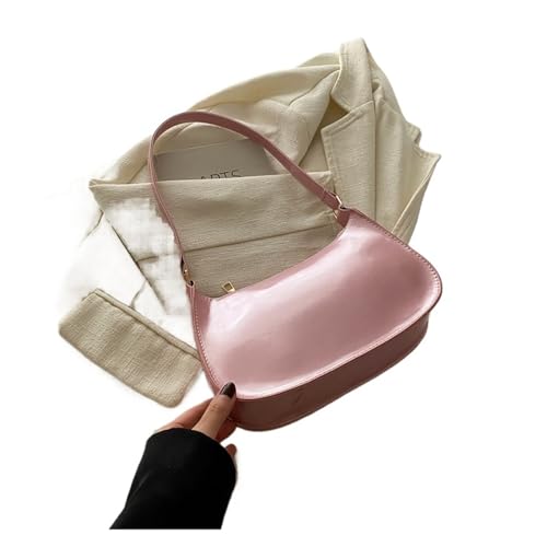 MZYFDC Retro Einfarbig Leder Schulter Tasche Mode frauen Handtaschen Casual Unterarm Tasche(Pink) von MZYFDC