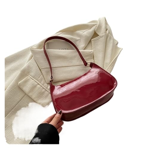 MZYFDC Retro Einfarbig Leder Schulter Tasche Mode frauen Handtaschen Casual Unterarm Tasche(Red) von MZYFDC