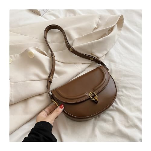 MZYFDC Saddle Kleine Umhängetaschen for Damen, Unterarm-Umhängetasche, PU-Leder, Damenhandtaschen und Geldbörsen(Brown Bronze) von MZYFDC