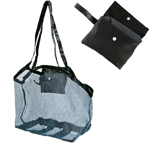 MZYFDC Sand Away Protable Aufbewahrungstaschen Spielzeug Mesh Schwimmen Große Strandtasche for Handtücher Frauen Kosmetik Make-up(Black) von MZYFDC