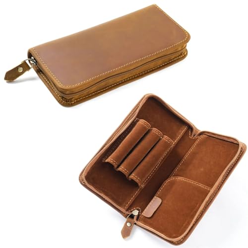 MZYFDC Stifttasche, quadratischer Reißverschluss aus Retro-Leder, Schreibwarentasche for Studenten(Brown) von MZYFDC