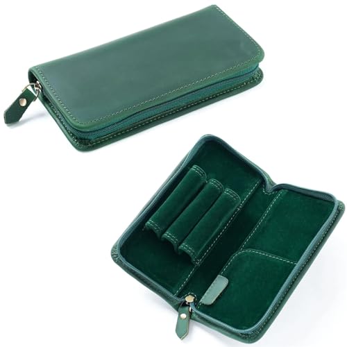 MZYFDC Stifttasche, quadratischer Reißverschluss aus Retro-Leder, Schreibwarentasche for Studenten(Green) von MZYFDC