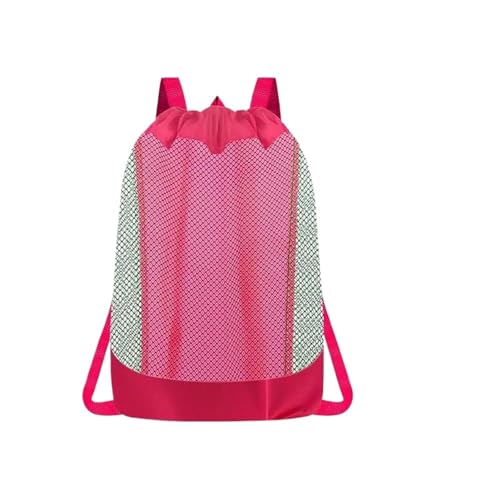 MZYFDC Strandspielzeugtasche, Kordelzug-Rucksack, multifunktionaler Organizer aus Netzgewebe for Sandkasten, Handtücher, Badeanzüge, Snacks(Pink) von MZYFDC