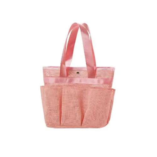 MZYFDC Strandtaschen Mesh Quick Dry Dusche Tote Stand Kosmetiktasche Transparent Tragbare Schwimmen Camping Gym Toilettenartikel(Pink) von MZYFDC