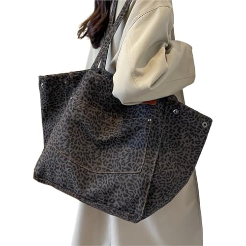 MZYFDC Tasche Vintage Canvas Umhängetasche Mode Große Kapazität Handtasche for Schule Arbeit Einkaufen(Gray) von MZYFDC