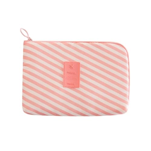 MZYFDC Tragbare Datenkabel Aufbewahrungstasche Reise Kopfhörer Draht Organizer Fall Multifunktions-Headset(Pink Stripe) von MZYFDC