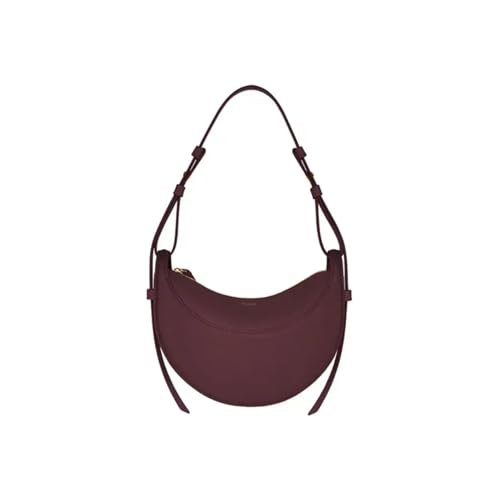 MZYFDC Umhängetasche mit einer Schulter, halbmondförmige Satteltasche, Leder-Unterarmtasche(Bordeaux red) von MZYFDC