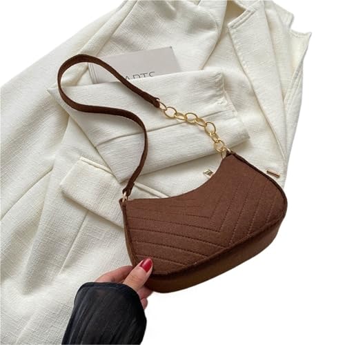MZYFDC Umhängetaschen for Damen Filz Damentasche Unterarm Handtaschen Schöne Geldbörsen Tasche(Coffee) von MZYFDC