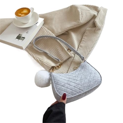 MZYFDC Umhängetaschen for Damen Filz Damentasche Unterarm Handtaschen Schöne Geldbörsen Tasche(Gray) von MZYFDC
