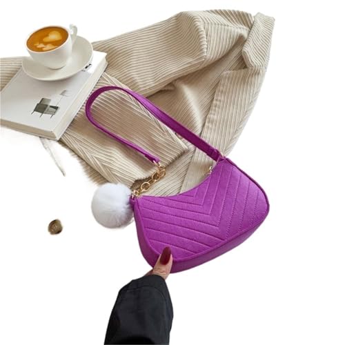 MZYFDC Umhängetaschen for Damen Filz Damentasche Unterarm Handtaschen Schöne Geldbörsen Tasche(Purple) von MZYFDC