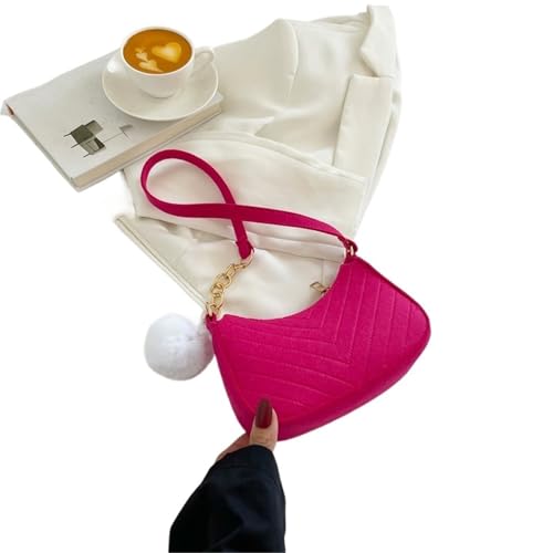 MZYFDC Umhängetaschen for Damen Filz Damentasche Unterarm Handtaschen Schöne Geldbörsen Tasche(Red) von MZYFDC