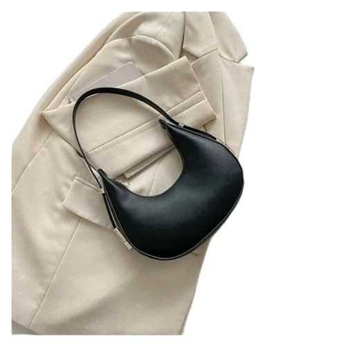 MZYFDC Unterarmtasche, einfarbig, lässige Textur, eine Schulter, französische Nische, Halbmondform(Black) von MZYFDC