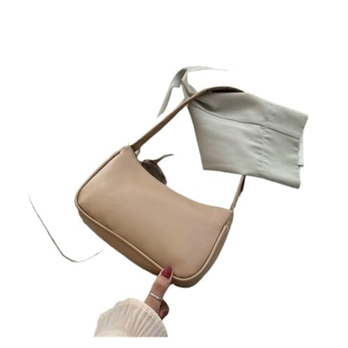 MZYFDC Weiche PU-Leder Damenhandtaschen Lila Unterarmtasche Retro Einfarbig Damen Mode Design Mädchen Kleine Umhängetaschen(Khaki) von MZYFDC