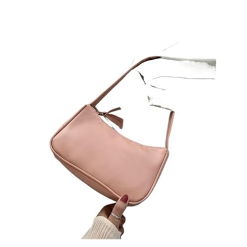 MZYFDC Weiche PU-Leder Damenhandtaschen Lila Unterarmtasche Retro Einfarbig Damen Mode Design Mädchen Kleine Umhängetaschen(Pink) von MZYFDC