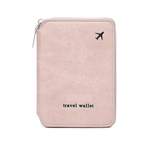 Reisepass-Brieftasche for Männer und Frauen, Kartenhalter, multifunktionale Flugticket-SIM-Aufbewahrungstasche(Pink) von MZYFDC