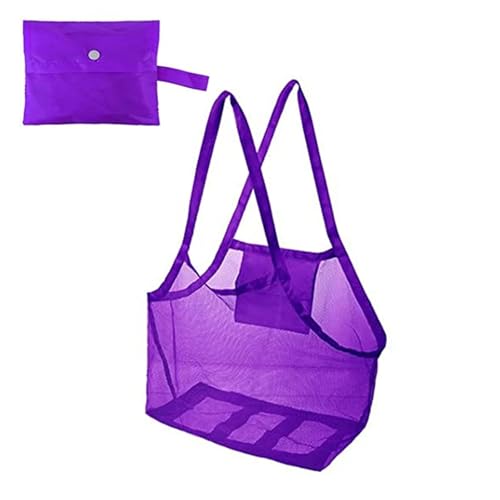 Sand Away Protable Mesh Bag Spielzeug Aufbewahrungstaschen Schwimmen Großer Strand for Handtücher Frauen Kosmetik Make-Up(Purple Large) von MZYFDC