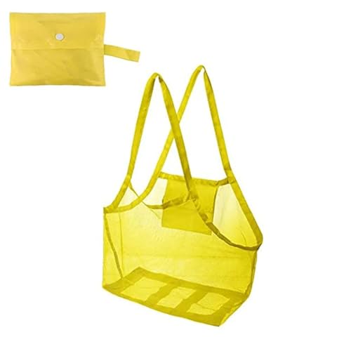 Sand Away Protable Mesh Bag Spielzeug Aufbewahrungstaschen Schwimmen Großer Strand for Handtücher Frauen Kosmetik Make-Up(Yellow Large) von MZYFDC