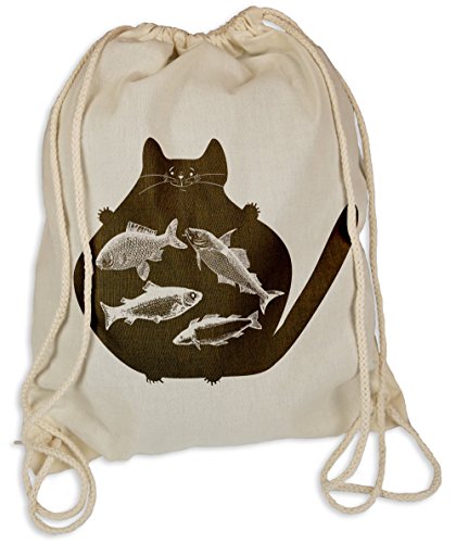 Catfish - Gymsac Turnbeutel - Stoffbeutel Tasche Hipster Sportbeutel Rucksack Katze Katzen Fischer Angler von Ma2ca