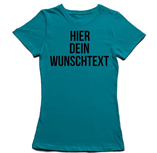 Damen Frauen T-Shirt mit Wunschtext - Selber gestalten mit dem Amazon T Shirt Designer - Tshirt Druck - Shirt Designer Rundhals Damen T-Shirt-Azure-m von Ma2ca