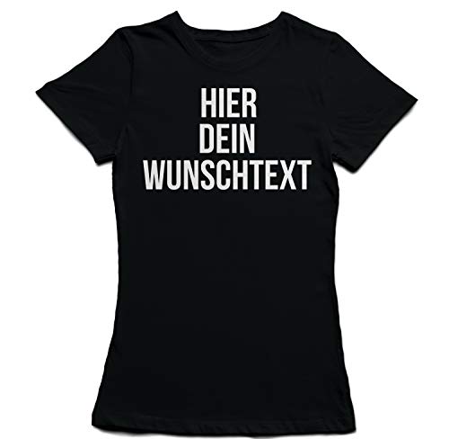 Damen Frauen T-Shirt mit Wunschtext - Selber gestalten mit dem Amazon T Shirt Designer - Tshirt Druck - Shirt Designer Rundhals Damen T-Shirt-Black-XL von Ma2ca